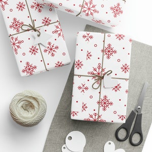 White and pink Magical snow flake Wrapping Paper -Wrapping Paper, Christmas Wrapping Paper, Holiday gift wrap,