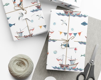 Gift Wrap Papers, Under the sea theme wrapping paper, Naval gift wrap, Fish wrapping paper, Sea life gift wrap