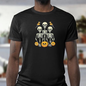 Spooky Skeletons and Pumpkin Patch Halloween T-Shirt