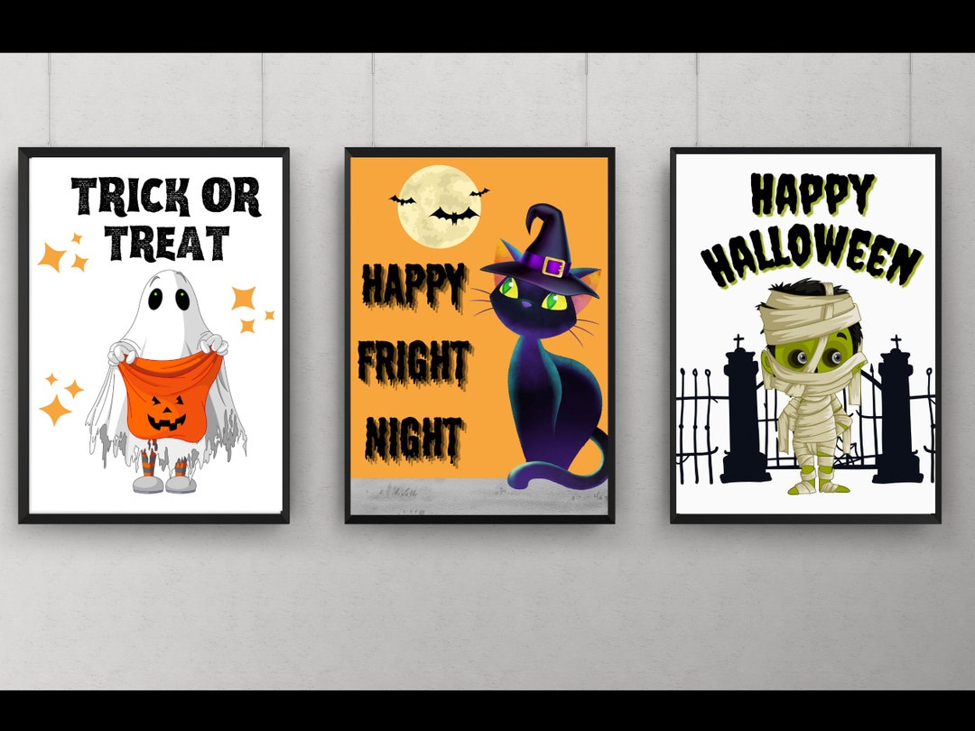 Halloween Printable Posters Set of 3 Halloween Wall Art - Etsy