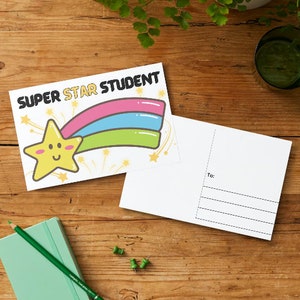 Cartão postal de estudante super estrela – perfeito para professores comemorarem as conquistas dos alunos!