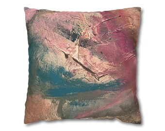 Abstract Art Throw Pillow Cover Pink Blue Nature Inspired Spring