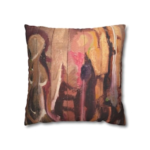 Abstract Art Throw Pillow Cover "Modern Organic" #1 Colorful Bronze Pink White Purple