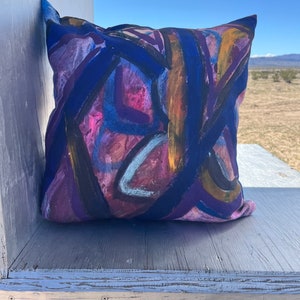Purple Abstract Art Throw Pillow Cover &quot;Mood Safari&quot; #1