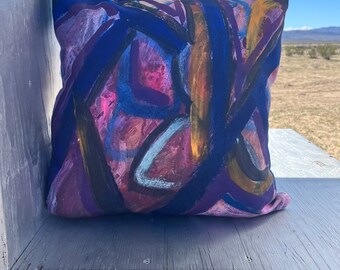 Purple Abstract Art Throw Pillow Cover "Mood Safari" #1