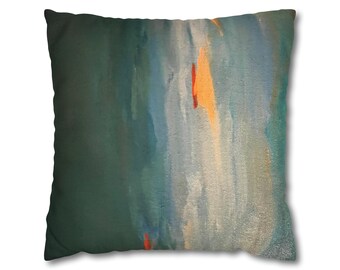 Abstract Art Sunset Sierkussenhoes "Natuur" #2 Blauw Oranje Groen Kussensloop Polyester