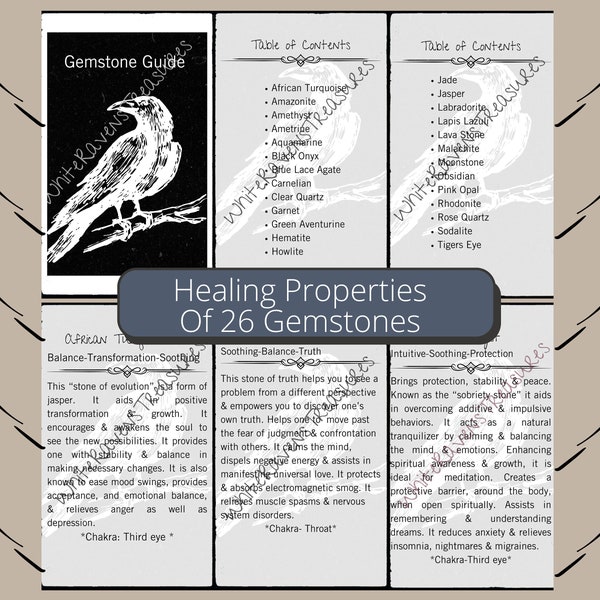 Printable Gemstone Healing Properties, Most Common Crystals, Chakra Correspondence, Earth Magic, Holistic Wellness, Spiritual Awakening