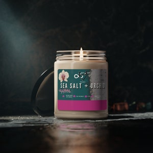 Sea Salt + Orchid Soy Candle | Soy Wax Candles | Fall Candle | Gift for Her | Sea Salt Candle | Eco Friendly | 9 oz Soy Candle