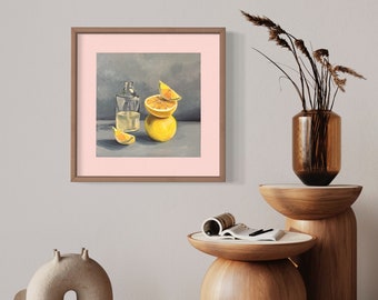 Lemon Still Life Art Print: Realistic Citrus Kitchen Decor