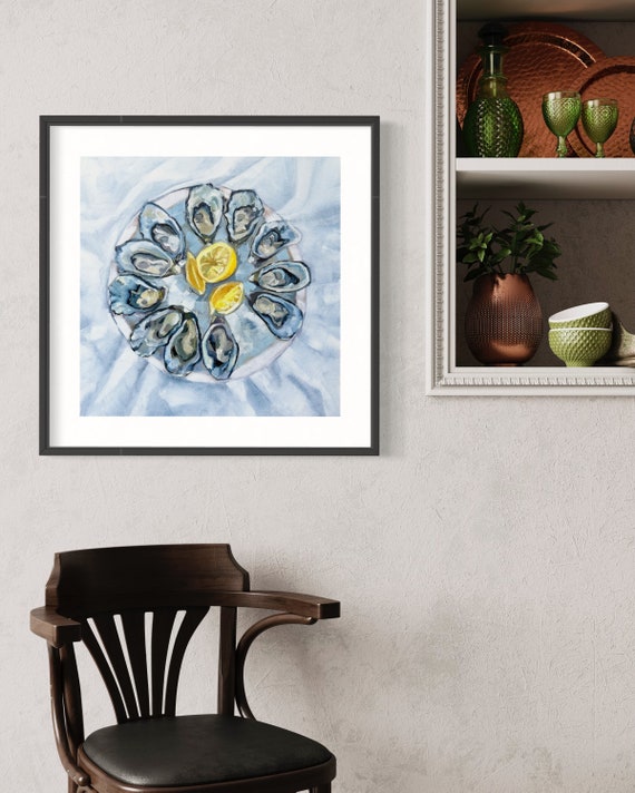 Oyster Painting Print: Coastal Kitchen Art, Seafood Still Life