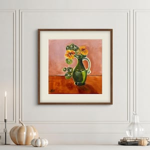 Nasturtium DOWNLOADABLE Botanical Art - Nasturtium Download Digital Print - Floral Wall Art Download - Art Nasturtium Digital Wall Art