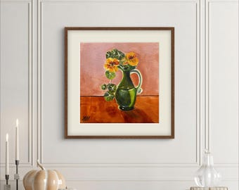 Kapuzinerkresse Smaragd botanische Kunstdruck (digitaler Download)
