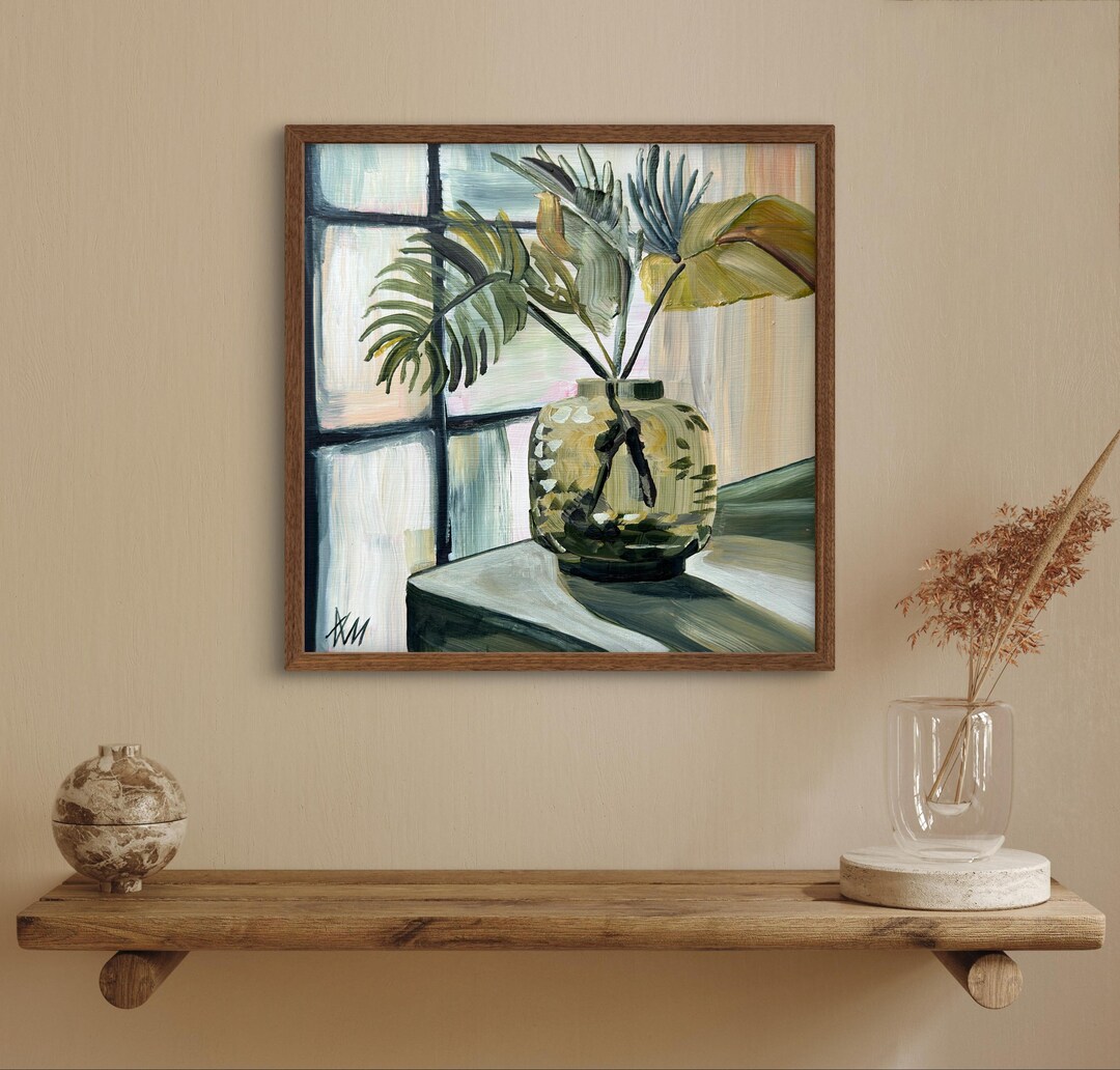 Tropical Palm Leaf Art Print: Neutral Botanical Wall Decor - Etsy
