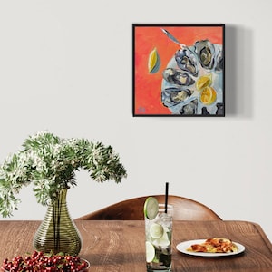 Bright Oyster Painting Digital Download : Plate of Oysters with vibrant colors Wall Art Downloadable Contemporary Kitchen Decor