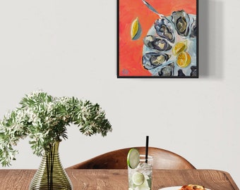 Helle Oyster Malerei: Lebendiges Küchen Wandbild (Digitaler Download)