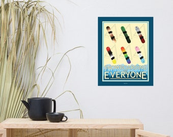 Snowboarding is for Everyone Poster, Inclusive Artwork, Pride Wall Art, Snowboarding Art Print