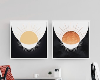 Sun and Moon Overlap Print, Eclipse Wall Art, Space Wall Decor, Natural Light Sources Poster