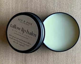 Tallow and Honey Organic Lip Balm with Beeswax | Grass-Fed