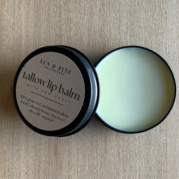 Tallow and Honey Organic Lip Balm with Beeswax | Grass-Fed