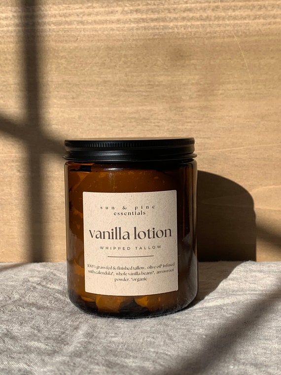 Organic Vanilla Bean Tallow Lotion | Whipped Grass-Fed Tallow Cream | Organically Scented | Artificial Fragrance Free