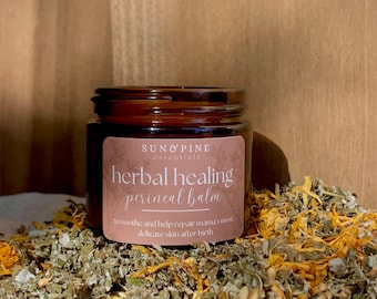 Herbal Healing Perineal Balm | Soothing After Birth Salve | Organic Postpartum Recovery | Baby Shower Gift | 2oz glass jar
