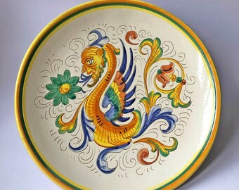 Italian vintage ceramic plate, Italian vintage, Deruta's timeless heritage, Raffaellesco design