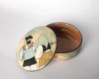 Vintage Italian Ceramic Jewelry Box, Hand-Painted Sardegna Keepsake
