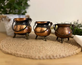 Vintage Copper Cauldron, Antique Copper Cauldron, Witches cauldron