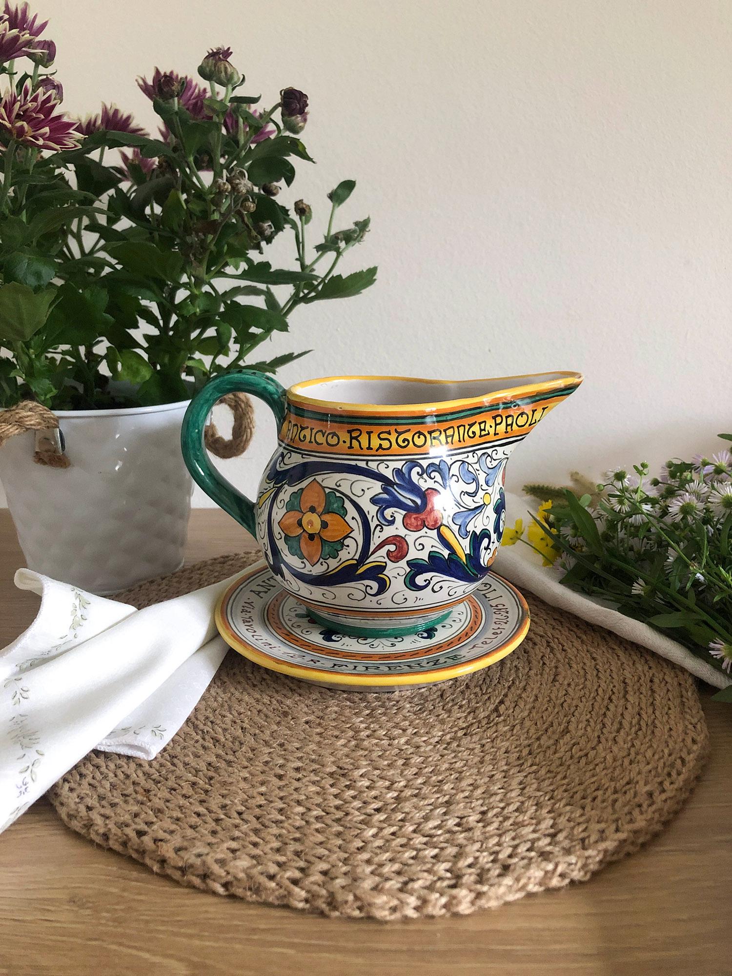Vintage Deruta Pitcher, Italian Ceramic Pitcher, Hand-Painted Italian Majolica