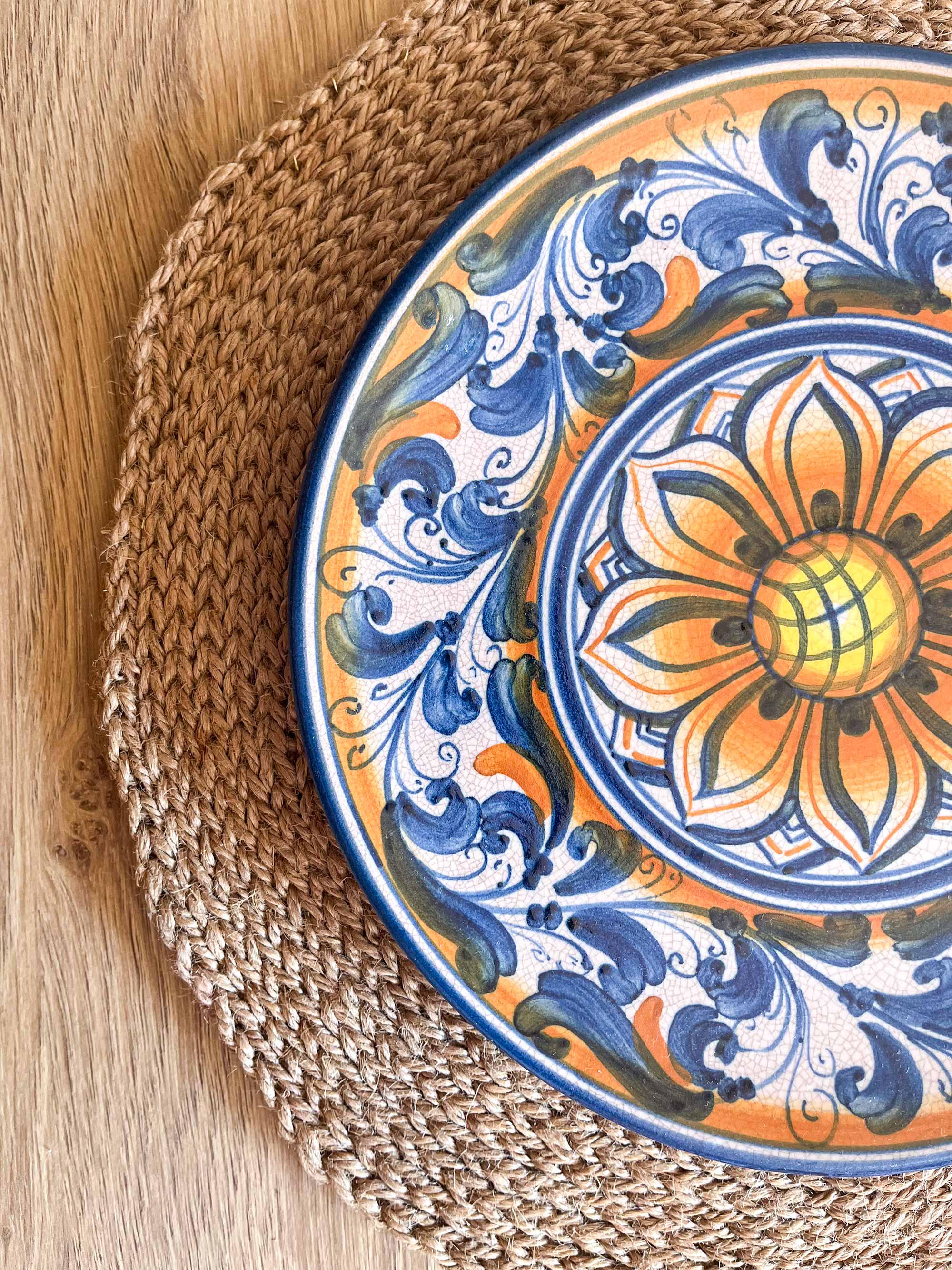 Vintage Sciacca Italy Plate, Blue & Yellow Sicilian Pottery