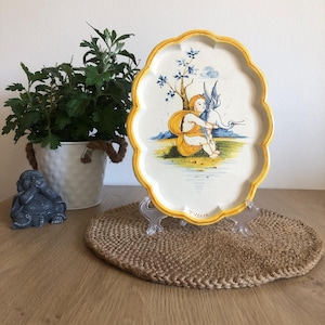 Vintage Italian Majolica Ceramic Plate, Hand-Painted Italian Plate, Vintage Italian Ceramic