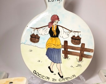 Zestaw zabytkowych ceramicznych podstawek pod talerze, włoski ręcznie malowany talerz grzewczy 4 pory roku