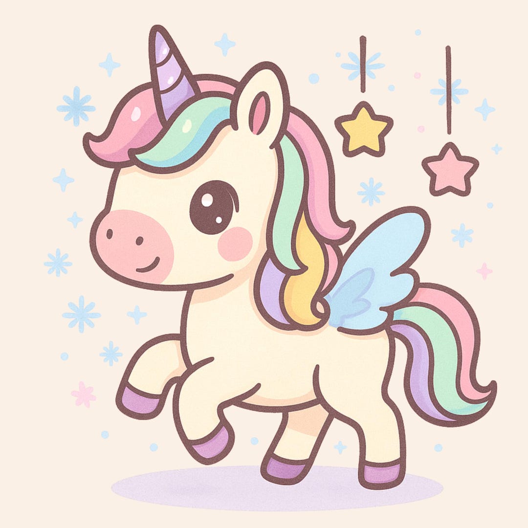 Cute Pastel Kawaii Unicorn PNG | Christmas Kids Clipart | Sublimation ...