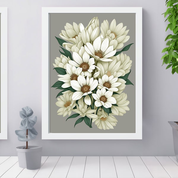 Wildflower Art Wall Decor: Serene and Calming Ambiance for Your Home in Neutral Muted Colors, Digital Download