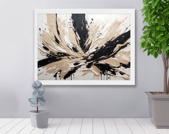 Modern Abstract Gallery Wall Art: Black Beige Neutral Prints for Elegant Modern Bedroom Decor