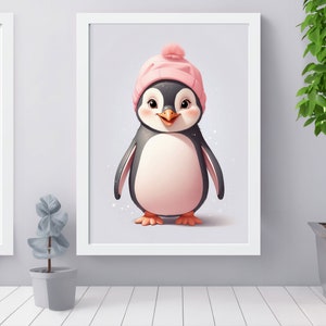 Digital Downloadable Cute Baby Penguin Nursery Art - Printable Wall Decor for Kids Room
