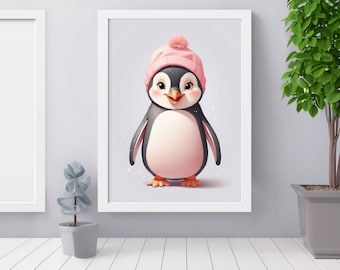 Cute Baby Penguin Nursery Art – Printable Kids Room Decor (Digital Download)
