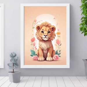 Adorable Baby Lion Nursery Art - Digital Downloadable Print for Baby Room Decor