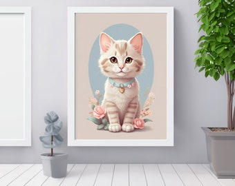 PawsAndPlayfulPrints: Whimsical Cat Art for Your Little One's Nursery