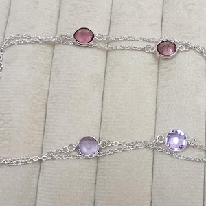 925 Sterling Silver Necklace, Multi Gemstone Necklace, Birthstone Necklace, Silver Jewelry Gemstone Necklace, Healing Gemstone Jewelry