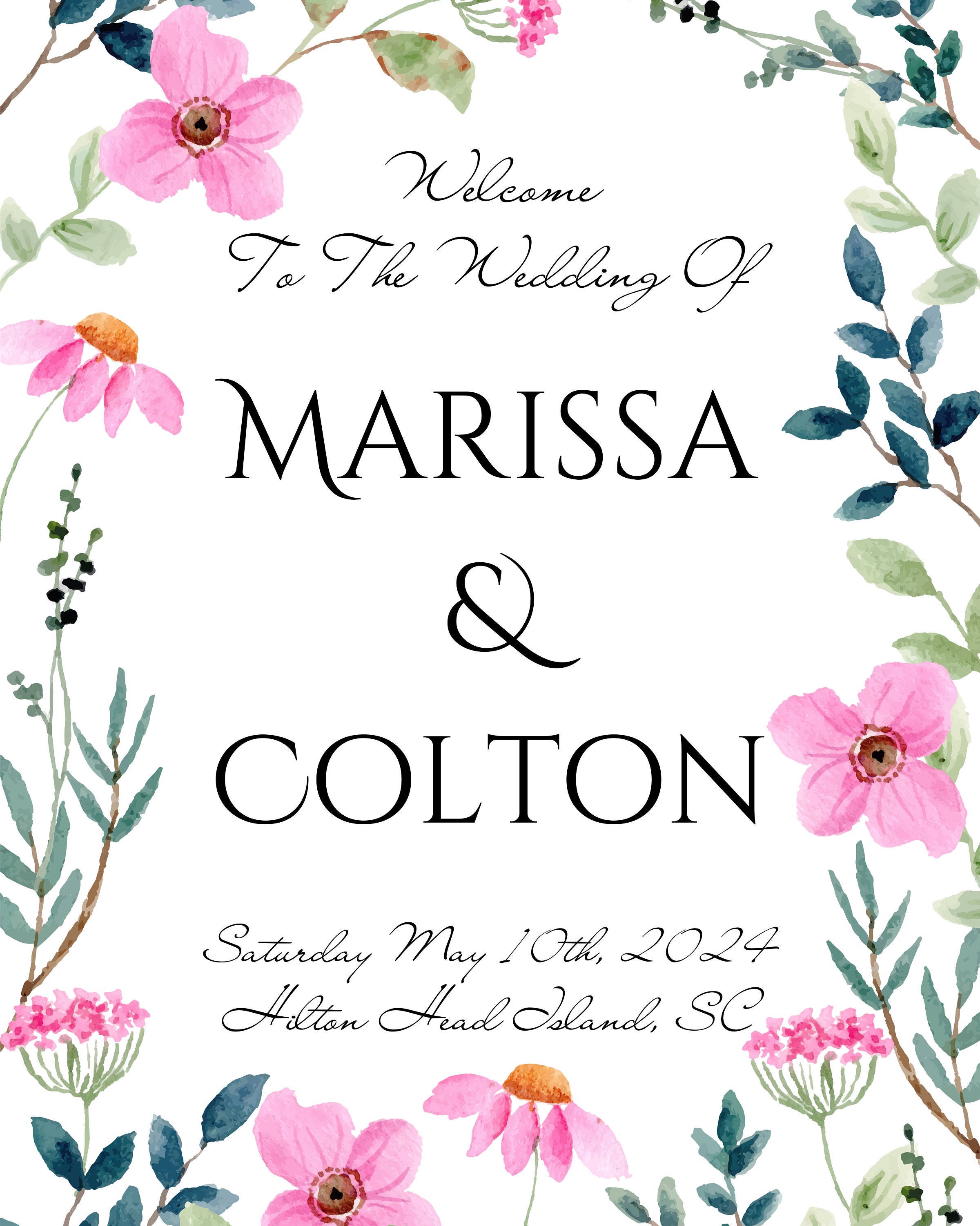 Wedding Welcome Sign, Printable Script Welcome Poster Template ...