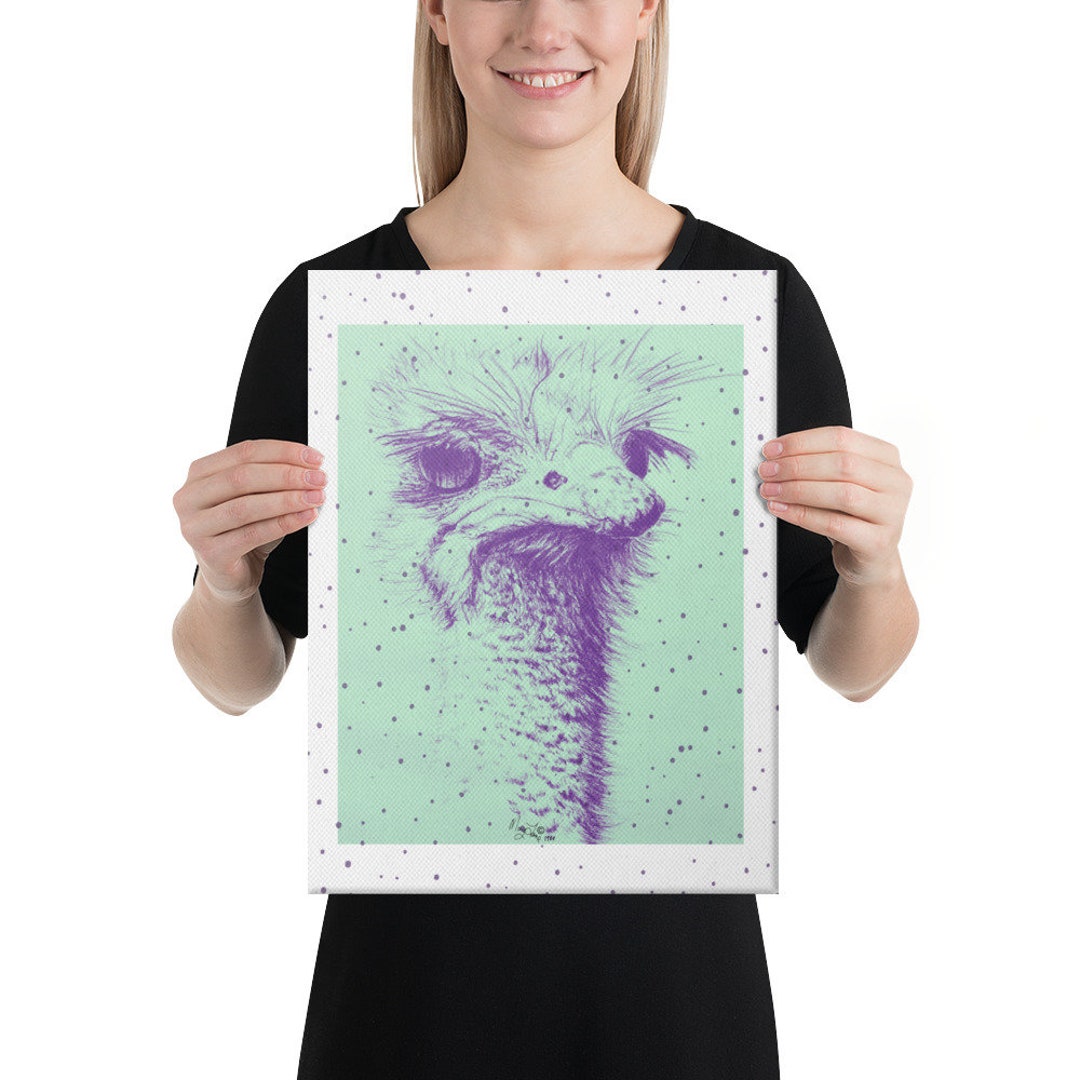 Ollie the Ostrich on 12 X 16 Canvas Etsy