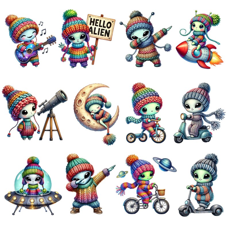 Watercolor Aliens Clipart, Sci-fi Nursery Art (digital Download, 34 ...