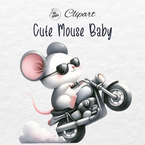 Watercolor Cute Mouse Clipart, Mouse PNG, Animal Clipart, Cute Animal, Animal Kids, Cartoon Mouse Clipart, Digital Download, Card Making