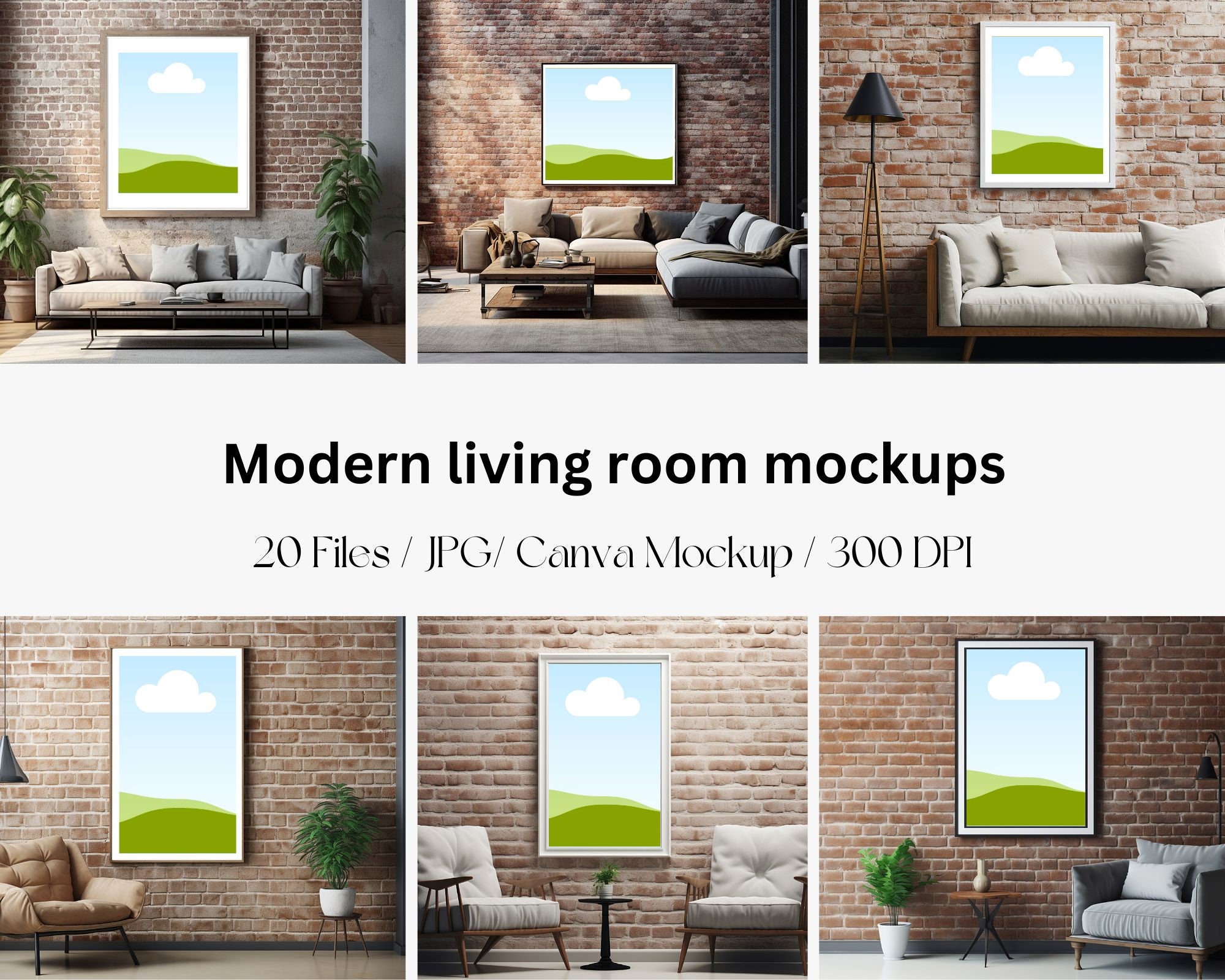Modern Living Room Mock Ups20x Modern Style, Frame Mock up Bundle ...