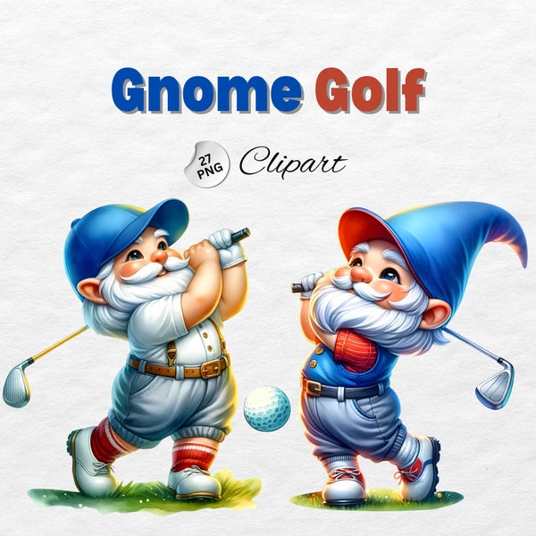 Gnome Playing Golf Clipart PNG, Golf Clipart, Watercolor Gnome, Sport Gnome Png, Instant Download, Sublimation Printing, Commercial Use