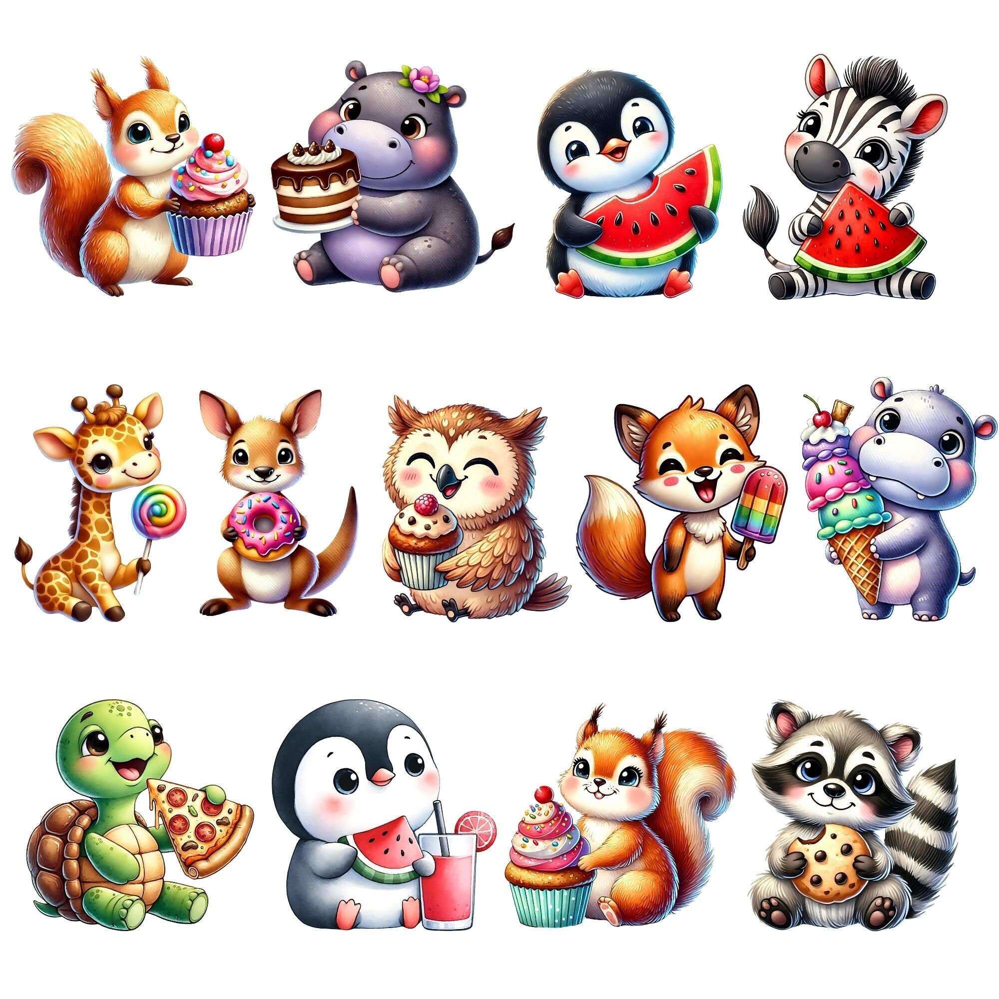 Watercolor Baby Animal Clipart Bundle, Nursery Decor (PNG, Instant ...