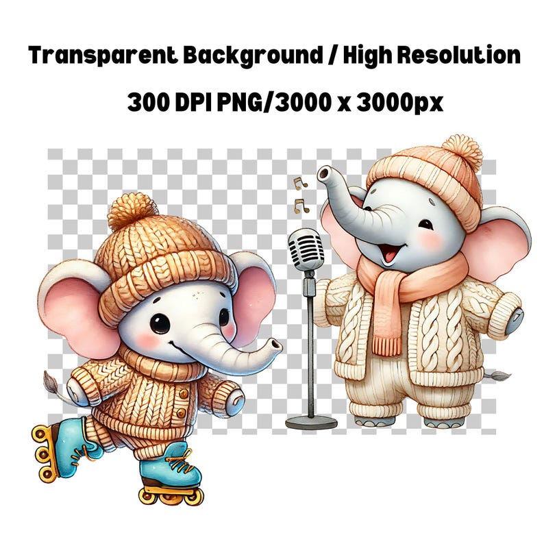 Watercolor Elephant Baby Clipart PNG Bundle, Nursery Decor (digital ...