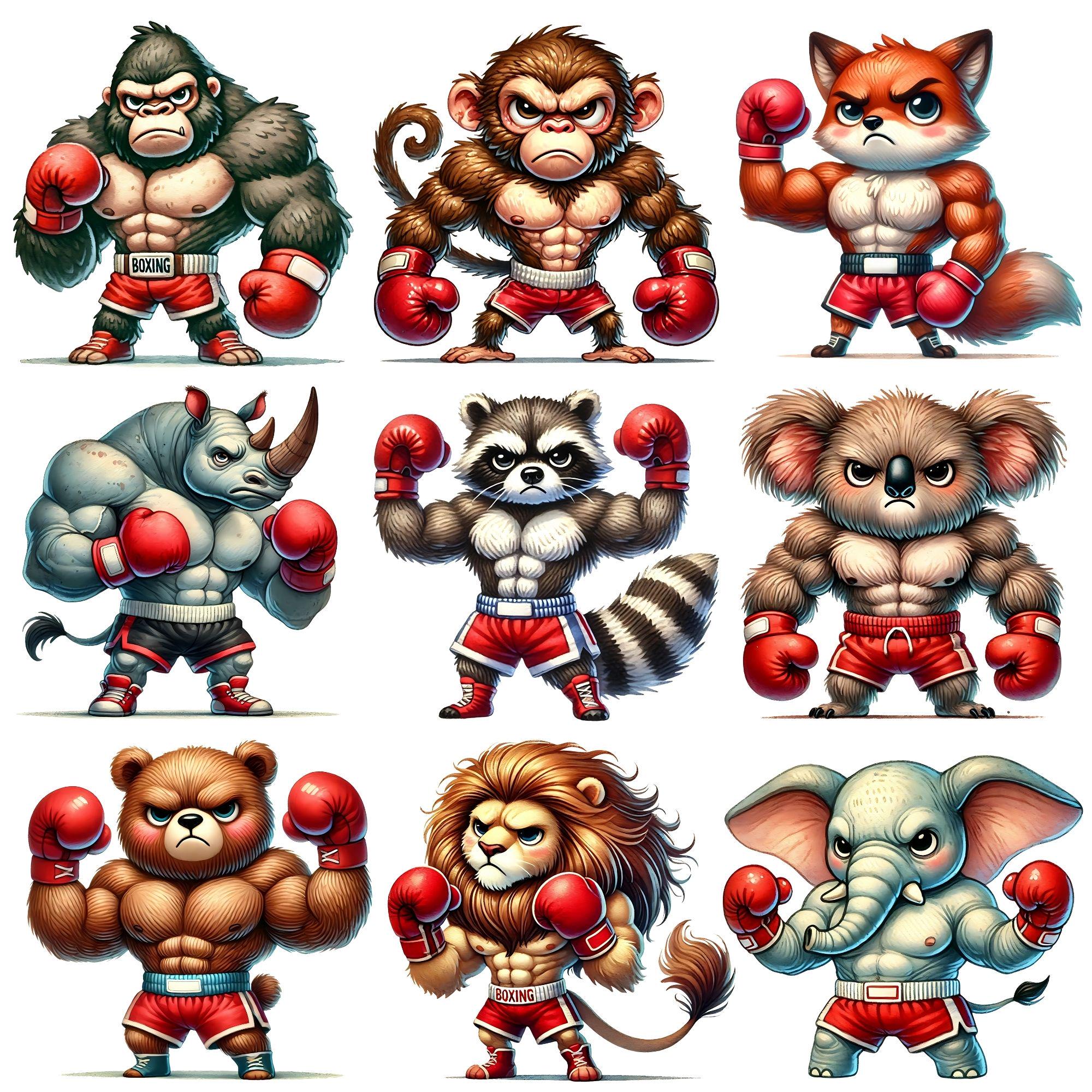 Watercolor Animal Boxer Clipart PNG, Strong Fighting Animal With Boxing ...