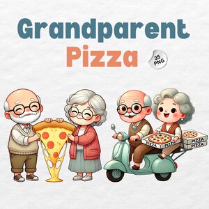 Großeltern Pizza Clipart Bundle, Familie Clipart Png, Großeltern PNG, Oma Clipart, Opa Clipart, Shirt für Mama, Großeltern Cricut